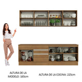 Cocina Integral Glamy Marrón 240x225cm con Mesón de Madera Aglomerada Mdp y sin Estufa