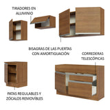 Cocina Integral Glamy Marrón 240x225cm sin Mesón para Pozuelo Izquierda y sin Estufa