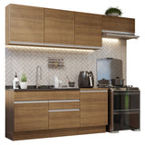 Cocina Integral Glamy Marrón 260x225cm sin Mesón para Pozuelo Izquierda y sin Estufa