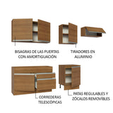 Cocina Integral Glamy Marrón 260x225cm sin Mesón para Pozuelo Izquierda y sin Estufa