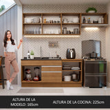Cocina Integral Glamy Marrón 260x225cm sin Mesón para Pozuelo Izquierda y sin Estufa