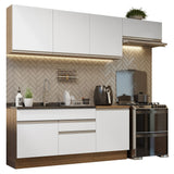 Cocina Integral Glamy Marrón y Blanco 260x225cm sin Mesón para Pozuelo Izquierda y sin Estufa