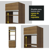 Cocina Integral Glamy Marrón 310x225cm sin Mesón para Pozuelo Izquierda y sin Estufa