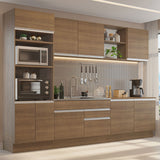 Cocina Integral Glamy Marrón 310x225cm sin Mesón para Pozuelo Izquierda y sin Estufa