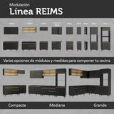 Cocina Integral Reims Negro 260x210cm con Mesón de Madera Aglomerada Mdp y sin Estufa