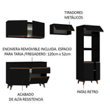 Cocina Integral Reims Negro 260x210cm con Mesón de Madera Aglomerada Mdp y sin Estufa