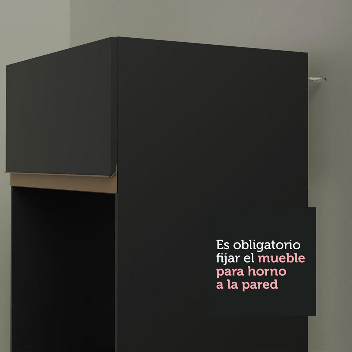 Cocina Integral Reims Negro 260x210cm con Mesón de Madera Aglomerada Mdp y sin Estufa
