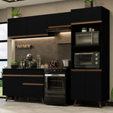 Cocina Integral Reims Negro 260x210cm con Mesón de Madera Aglomerada Mdp y sin Estufa