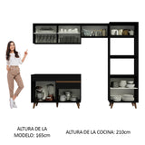 Cocina Integral Reims Negro 260x210cm con Mesón de Madera Aglomerada Mdp y sin Estufa