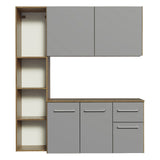 Cocina Integral Easy Marrón y Gris 120x136cm con Mesón de Madera Aglomerada Mdp y sin Estufa