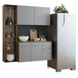 Cocina Integral Easy Marrón y Gris 120x136cm con Mesón de Madera Aglomerada Mdp y sin Estufa