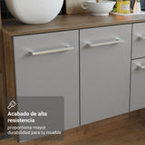 Cocina Integral Easy Marrón y Gris 120x136cm con Mesón de Madera Aglomerada Mdp y sin Estufa