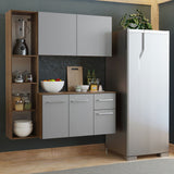 Cocina Integral Easy Marrón y Gris 120x136cm con Mesón de Madera Aglomerada Mdp y sin Estufa