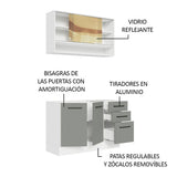 Cocina Integral Agata Blanco y Gris 120x225cm sin Mesón para Pozuelo Izquierda y sin Estufa