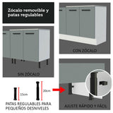 Cocina Integral Agata Blanco y Gris 120x225cm sin Mesón para Pozuelo Izquierda y sin Estufa