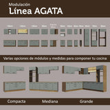Cocina Integral Agata Marrón y Gris 120x225cm sin Mesón para Pozuelo Izquierda y sin Estufa