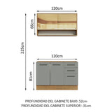 Cocina Integral Agata Marrón y Gris 120x225cm sin Mesón para Pozuelo Izquierda y sin Estufa
