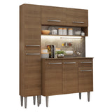 Cocina Integral Emily Marrón 137x186cm con Mesón de Madera Aglomerada Mdf con Siete Puertas y sin Estufa