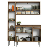 Cocina Integral Emily Marrón 137x186cm con Mesón de Madera Aglomerada Mdf con Siete Puertas y sin Estufa