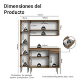 Cocina Integral Emily Marrón 137x186cm con Mesón de Madera Aglomerada Mdf con Siete Puertas y sin Estufa