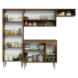 Cocina Integral Emily Marrón 229x186cm con Mesón de Madera Aglomerada Mdp con Nueve Puertas y sin Estufa