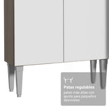 Cocina Integral Emily Marrón y Blanco 229x186cm con Mesón de Madera Aglomerada Mdp con Nueve Puertas y sin Estufa