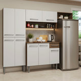 Cocina Integral Emily Marrón y Blanco 229x186cm con Mesón de Madera Aglomerada Mdp con Nueve Puertas y sin Estufa