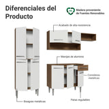 Cocina Integral Emily Marrón y Blanco 229x186cm con Mesón de Madera Aglomerada Mdp con Nueve Puertas y sin Estufa