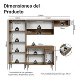 Cocina Integral Emily Marrón y Blanco 229x186cm con Mesón de Madera Aglomerada Mdp con Nueve Puertas y sin Estufa