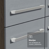 Cocina Integral Emily Marrón y Gris 229x186cm con Mesón de Madera Aglomerada Mdp con Nueve Puertas y sin Estufa