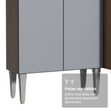 Cocina Integral Emily Marrón y Gris 229x186cm con Mesón de Madera Aglomerada Mdp con Nueve Puertas y sin Estufa