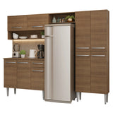 Cocina Integral Emily Marrón 229x186cm con Mesón de Madera Aglomerada Mdp y sin Estufa