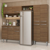 Cocina Integral Emily Marrón 229x186cm con Mesón de Madera Aglomerada Mdp y sin Estufa