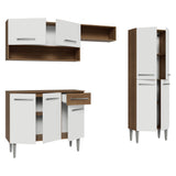 Cocina Integral Emily Marrón y Blanco 229x186cm con Mesón de Madera Aglomerada Mdp y sin Estufa