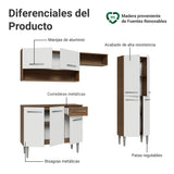 Cocina Integral Emily Marrón y Blanco 229x186cm con Mesón de Madera Aglomerada Mdp y sin Estufa