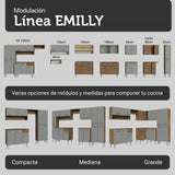 Cocina Integral Emily Marrón y Gris 229x186cm con Mesón de Madera Aglomerada Mdp y sin Estufa