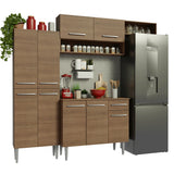 Cocina Integral Emily Marrón 229x210cm con Mesón de Madera Aglomerada Mdp y sin Estufa
