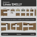 Cocina Integral Emily Marrón 229x210cm con Mesón de Madera Aglomerada Mdp y sin Estufa