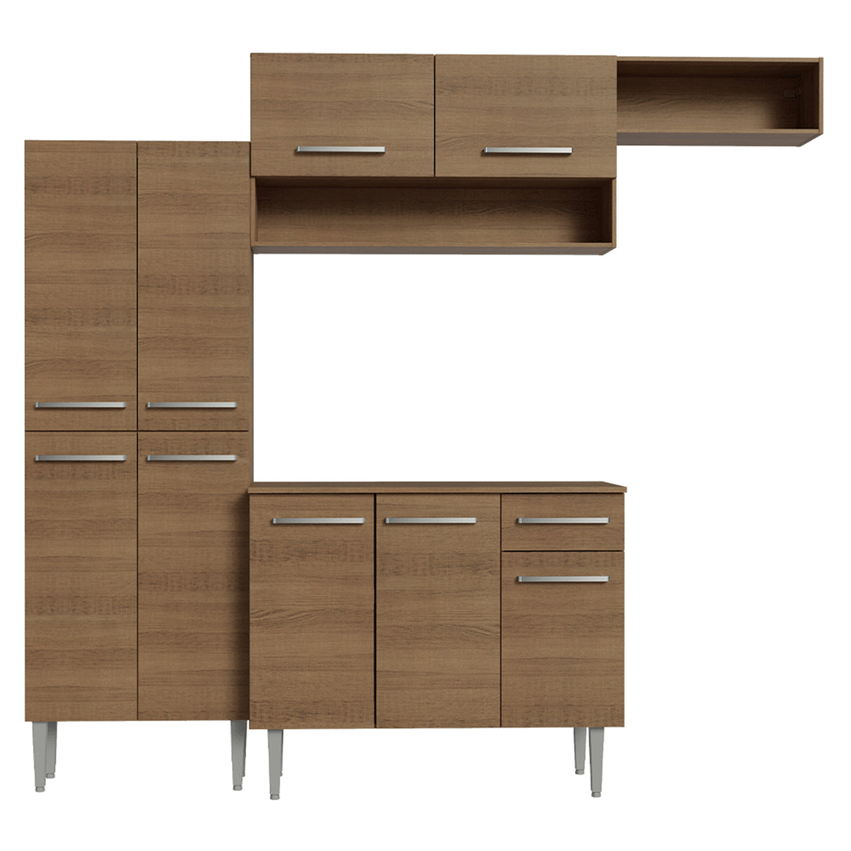 Cocina Integral Emily Marrón 229x210cm con Mesón de Madera Aglomerada Mdp y sin Estufa