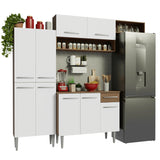 Cocina Integral Emily Marrón y Blanco 229x210cm con Mesón de Madera Aglomerada Mdp y sin Estufa