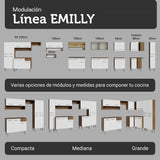Cocina Integral Emily Marrón y Blanco 229x210cm con Mesón de Madera Aglomerada Mdp y sin Estufa
