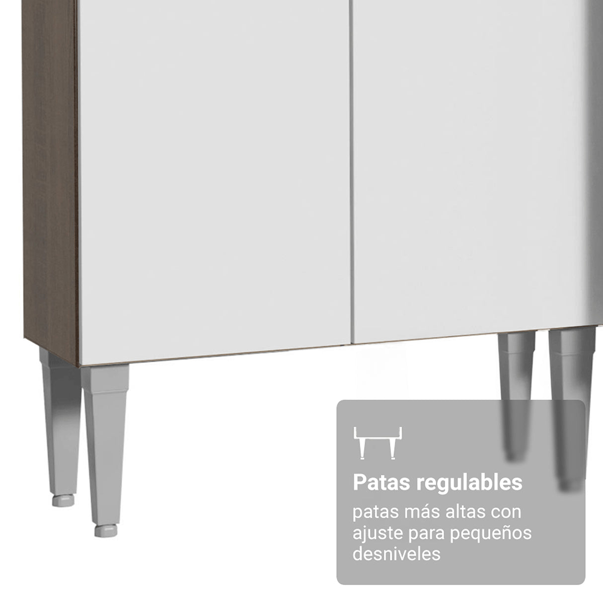 Cocina Integral Emily Marrón y Blanco 229x210cm con Mesón de Madera Aglomerada Mdp y sin Estufa