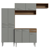 Cocina Integral Emily Marrón y Gris 229x210cm con Mesón de Madera Aglomerada Mdp y sin Estufa