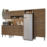 Cocina Integral Emily Marrón 293x186cm con Mesón de Madera Aglomerada Mdp y sin Estufa