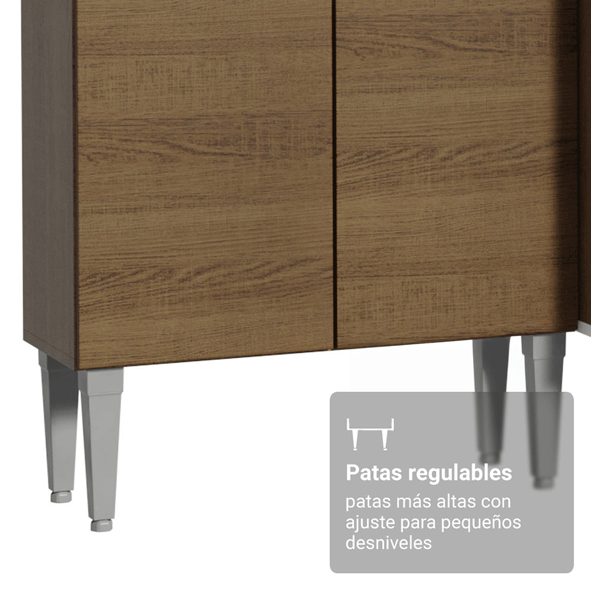 Cocina Integral Emily Marrón 325x186cm con Mesón de Madera Aglomerada Mdp y sin Estufa