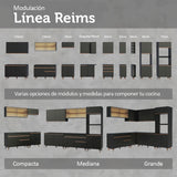 Cocina Integral Reims Negro 190x210cm con Mesón de Madera Aglomerada Mdp con Cinco Puertas y sin Estufa