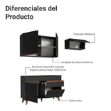 Cocina Integral Reims Negro 190x210cm con Mesón de Madera Aglomerada Mdp con Cinco Puertas y sin Estufa