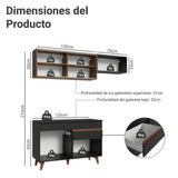 Cocina Integral Reims Negro y Marrón 190x210cm con Mesón de Madera Aglomerada Mdp con Cinco Puertas y sin Estufa
