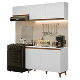 Cocina Integral Reims Blanco 190x225cm con Mesón de Madera Aglomerada Mdp y sin Estufa