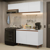Cocina Integral Reims Blanco 190x225cm con Mesón de Madera Aglomerada Mdp y sin Estufa